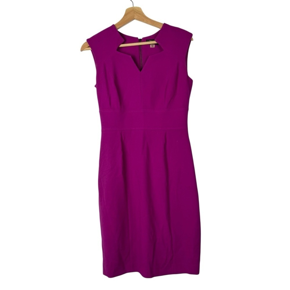 Tahari Petite Wild‎ Berry Purple Star Neckline Sheath Knee Length Dress 2P